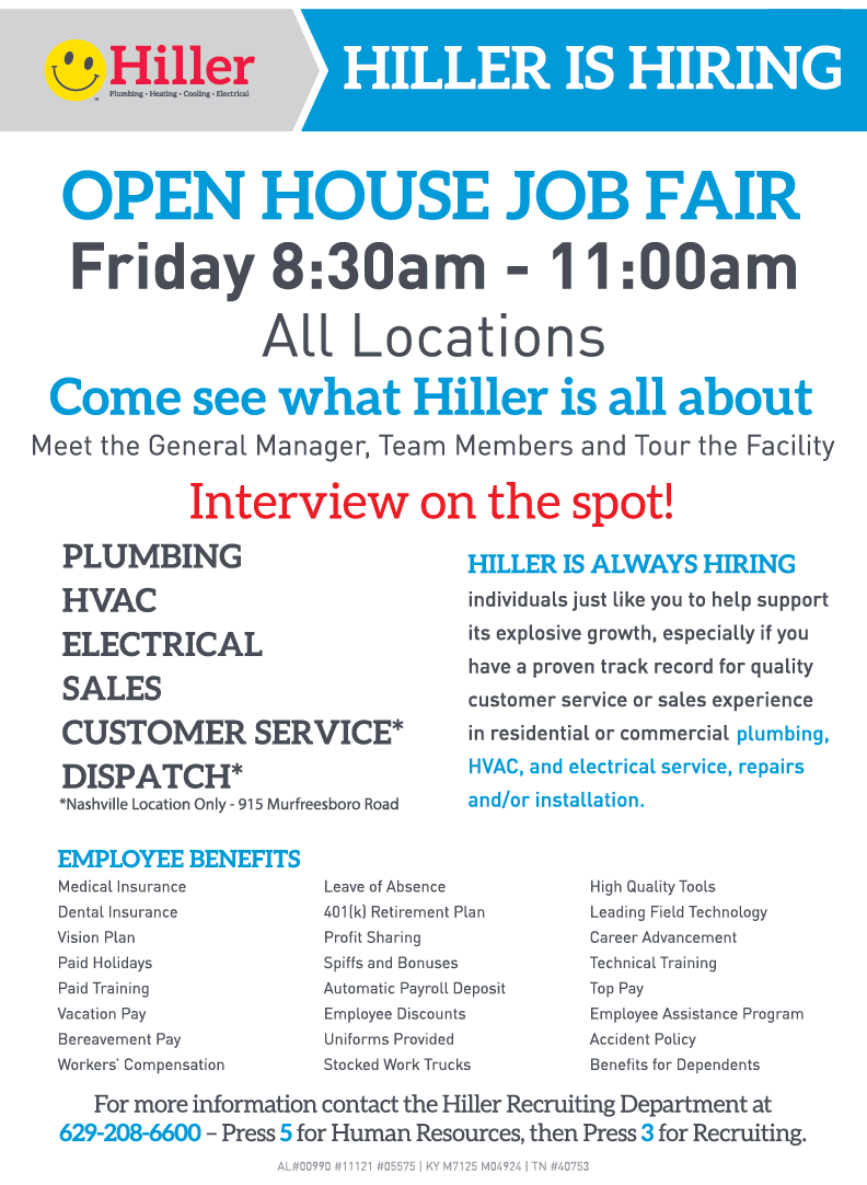 Open House Job & Career Fair Hiller