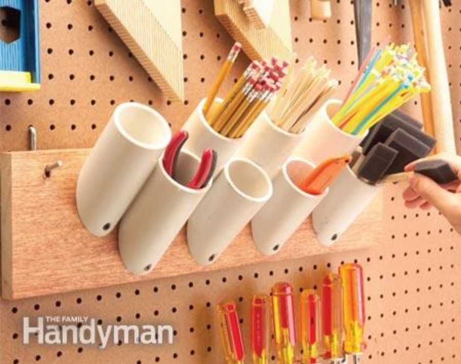 use pvc pipes to organize office supplies