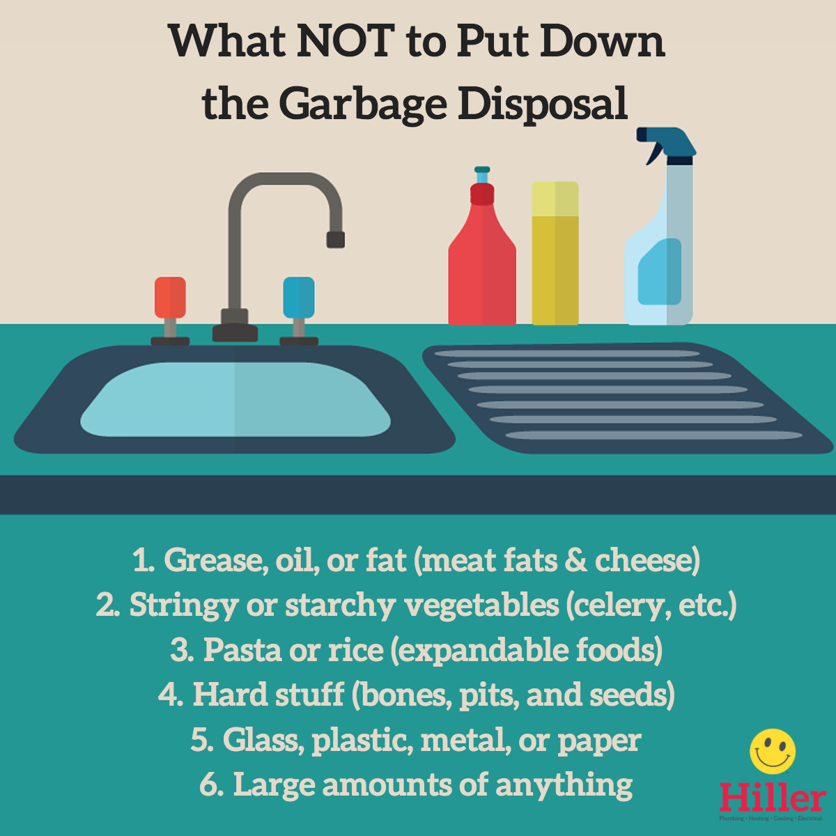 list of things that should not go down garbage disposal