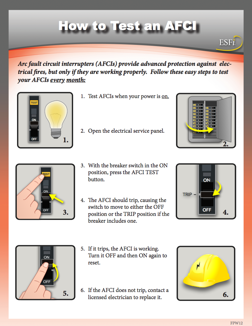 how to test arc fault circuit interrupter AFCI