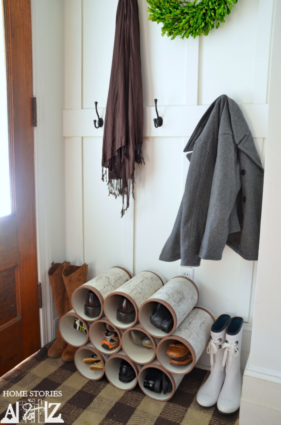 organize shoes with pvc pipes