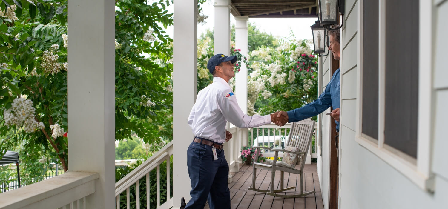 technician greeting customer