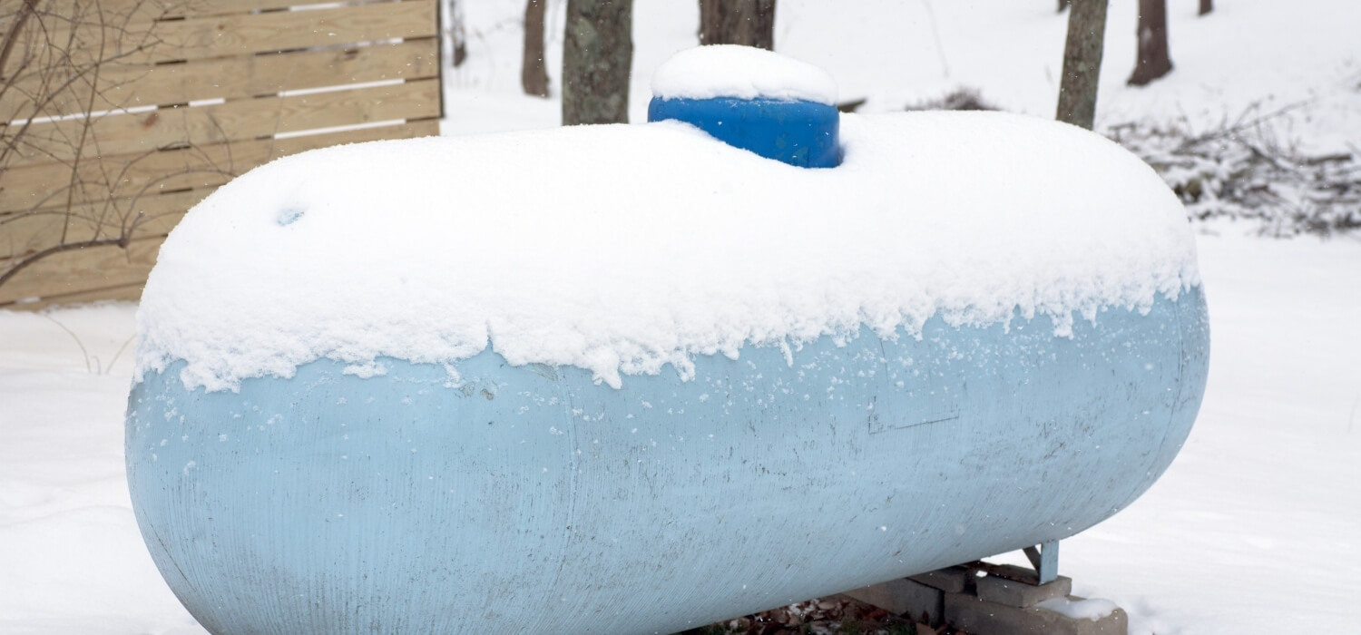 Propane Tank In Snow Is Empty Causing The Furnace To Blow Cold Air