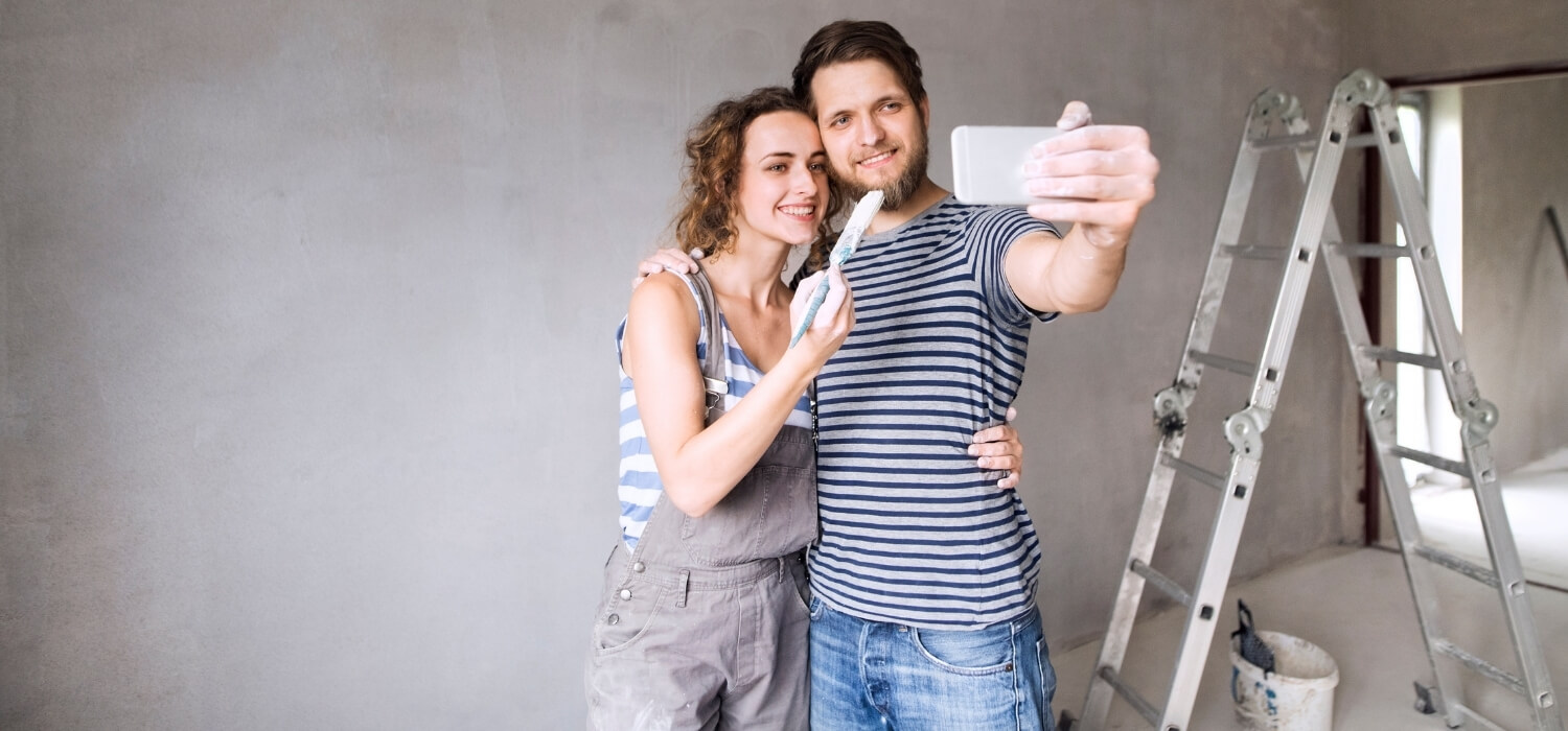 Couple Taking Selfie During Home Renovation