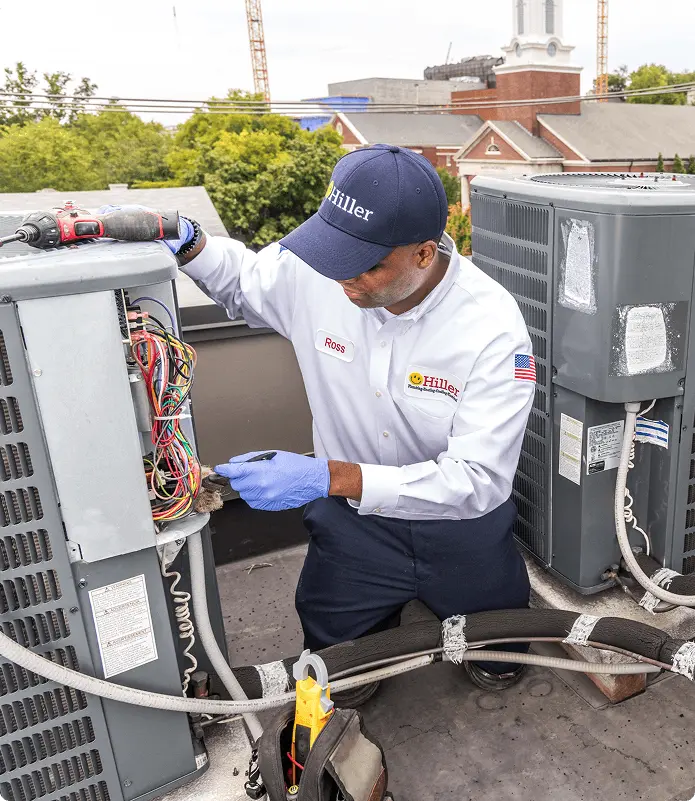 A heat pump being installed in a Nashville home.